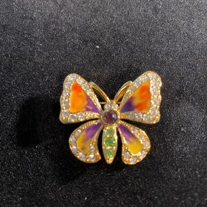 Joan Rivers Orange, Purple & Yellow Butterfly Brooch